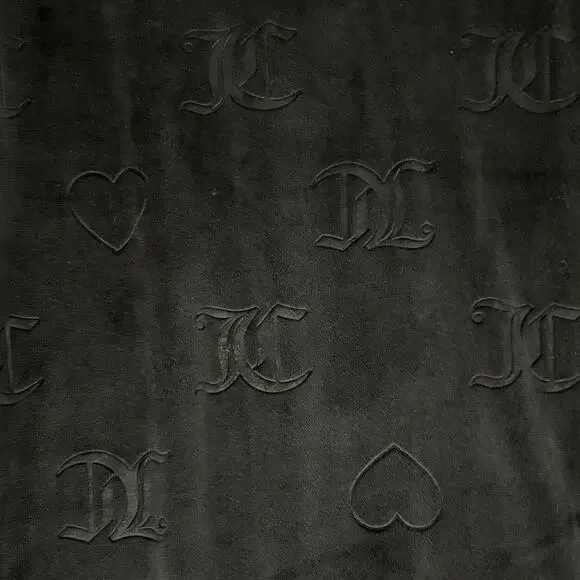 Juicy Couture 2X Velour Pajama Set Blue Rhinestone Top Black Logo Pants Y2K - Picture 7 of 7